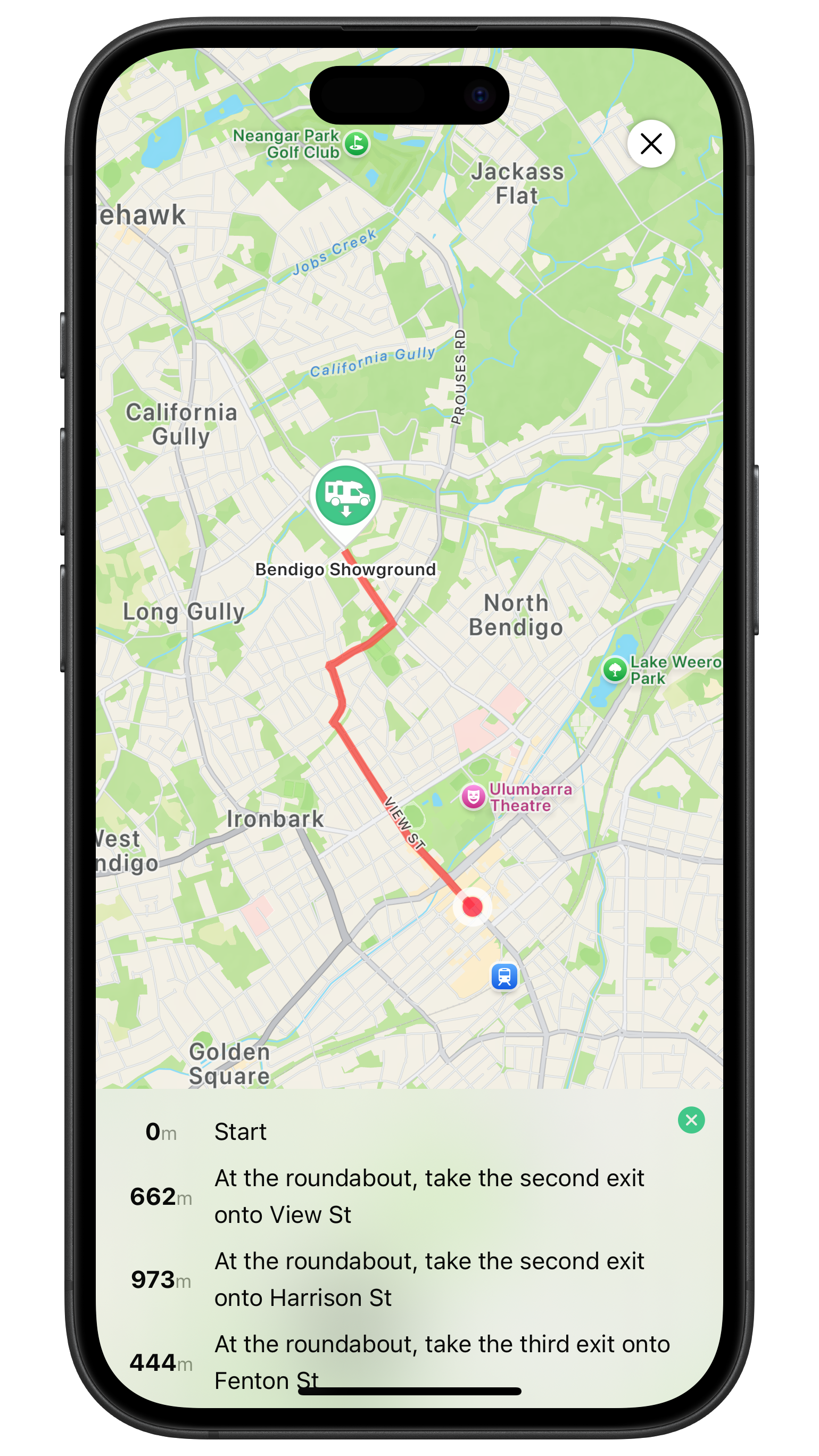 Driving directions to a dump point