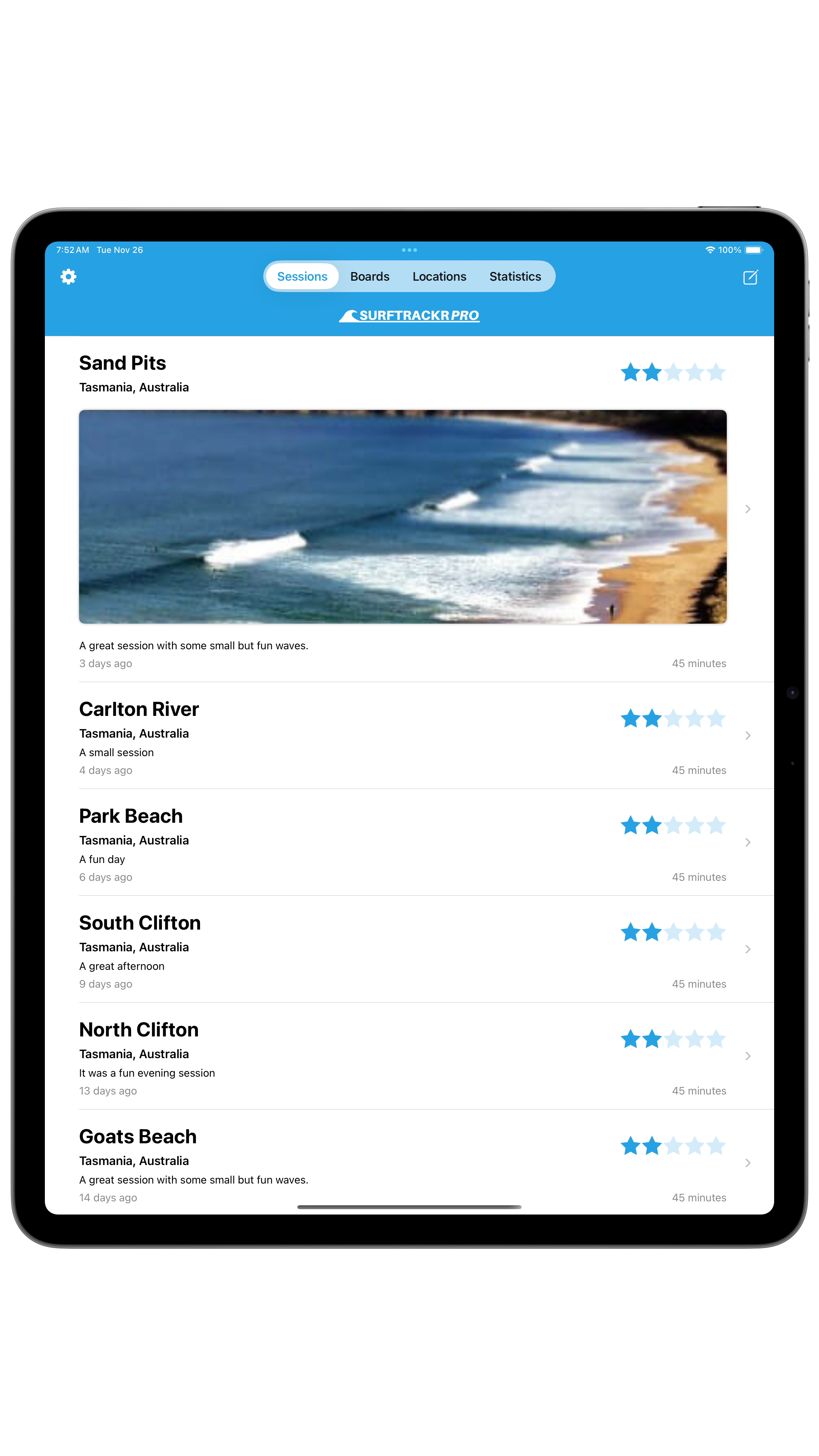 Timeline on an iPad