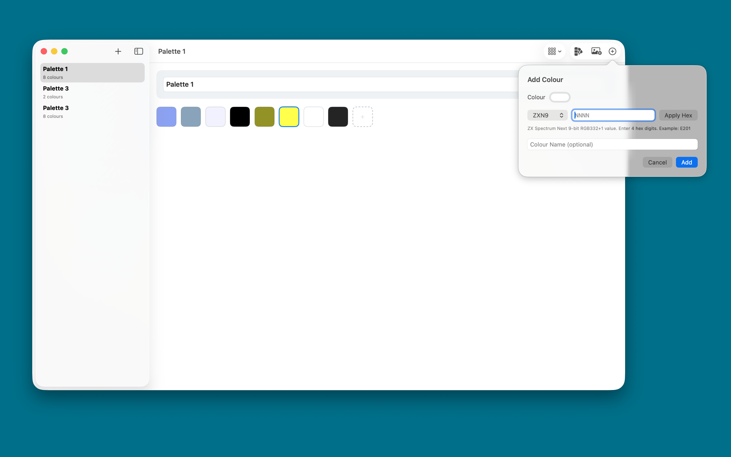 Compact palette view